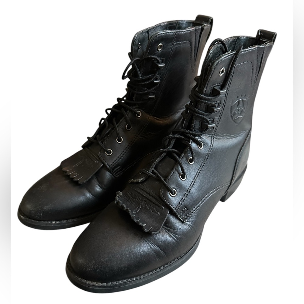 Ariat Heritage Lacer Women’s 33501 Black Leather Western Ankle Boots. Size 8